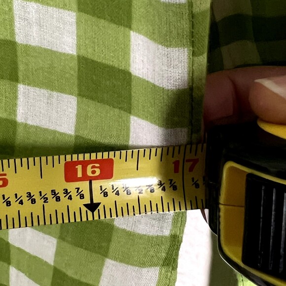 Olivia Moon Sz XS Button Up Long-Sleeve Shirt Green/White Checks 100% Cotton - Picture 12 of 12